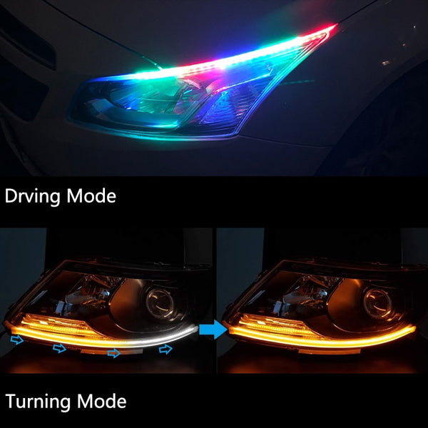 2Pcs RGB Daytime  Strip Turn Signal Lights For Headlight