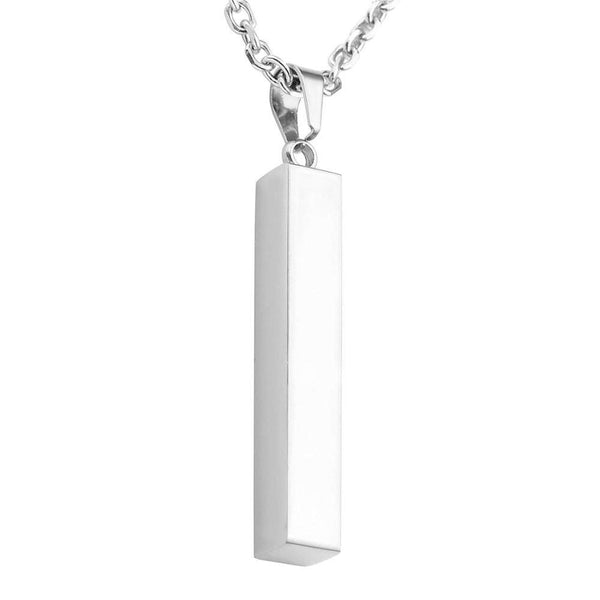 Steel Vertical Bar Pendant Necklace