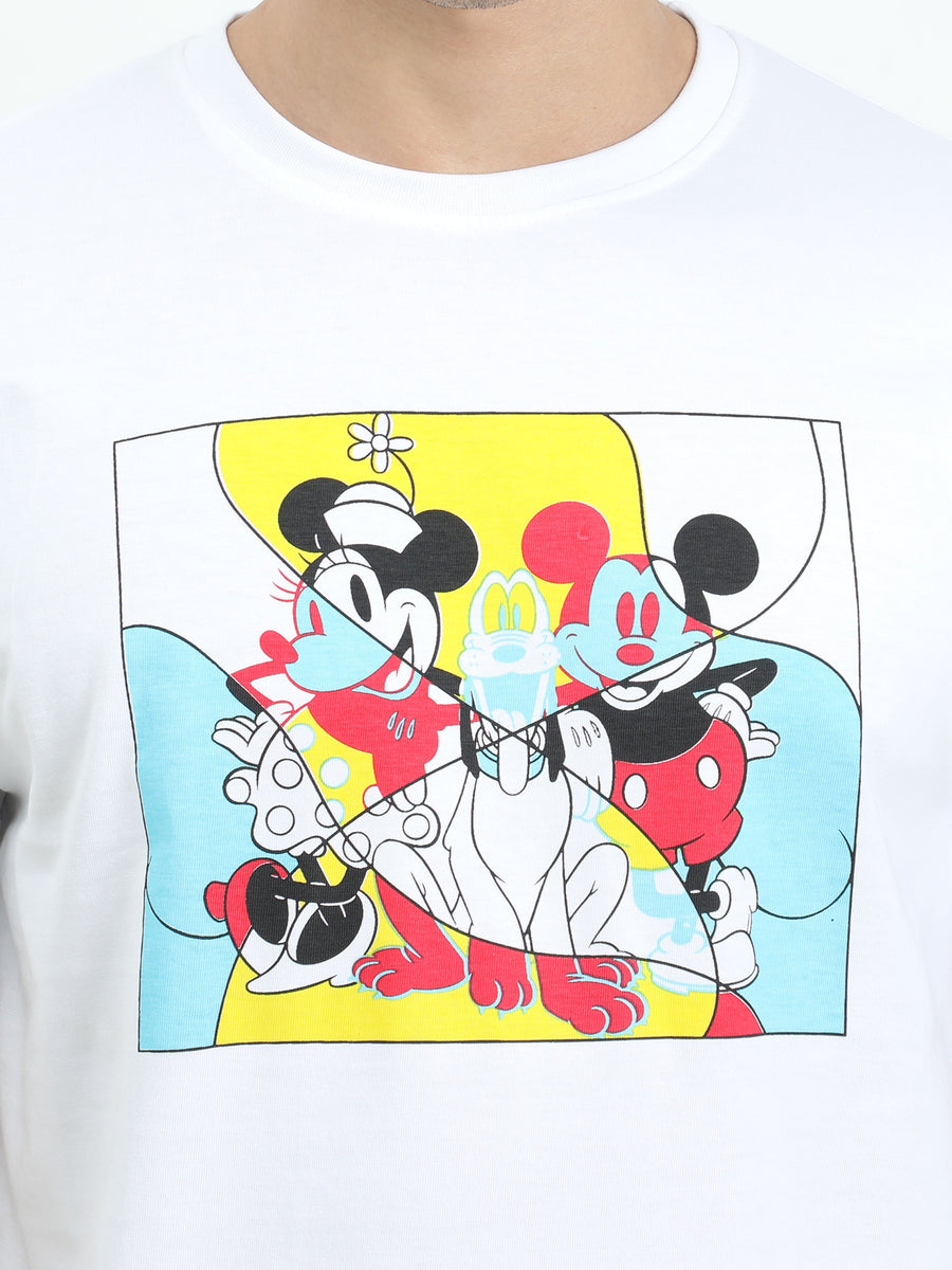 Cooft Mickey and Friends White Fit T-Shirt –