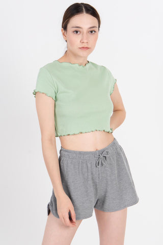 Mint Frill Detail Cropped Top