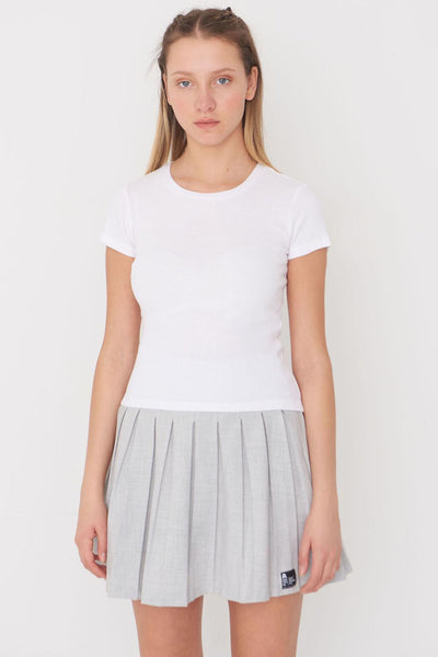 White Ribbed Basic T-shirt