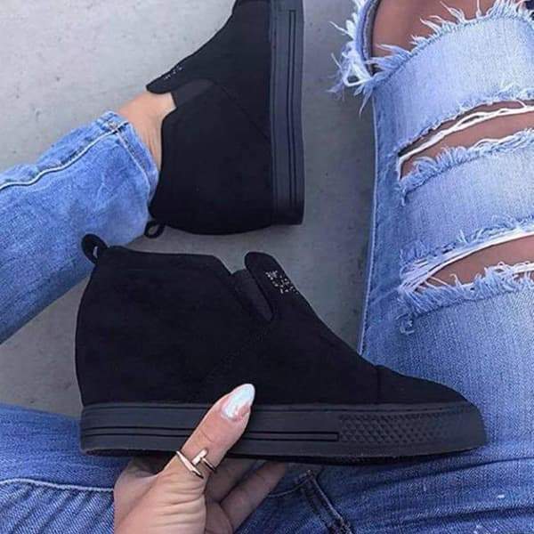 letter slip on wedge sneakers