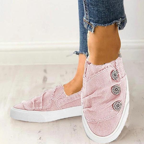 women casual button comfy sneaker