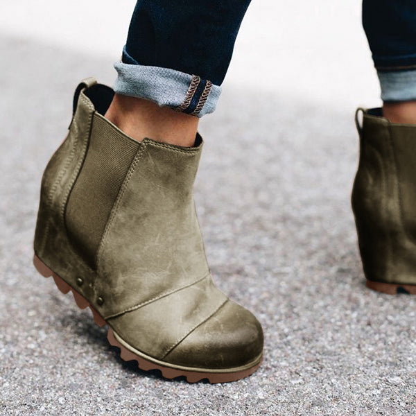slip on wedge boots