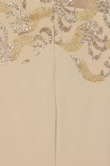 Divinity Sparkle Nude Slinky Backless Fishtail Maxi Dress