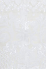 Mimi Pearl White Luxe Sequin Embellished Transparent Midi Dress