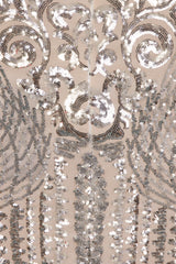Aphrodite Silver Luxe Sweetheart Plunge Sequin Embellished Midi Dress
