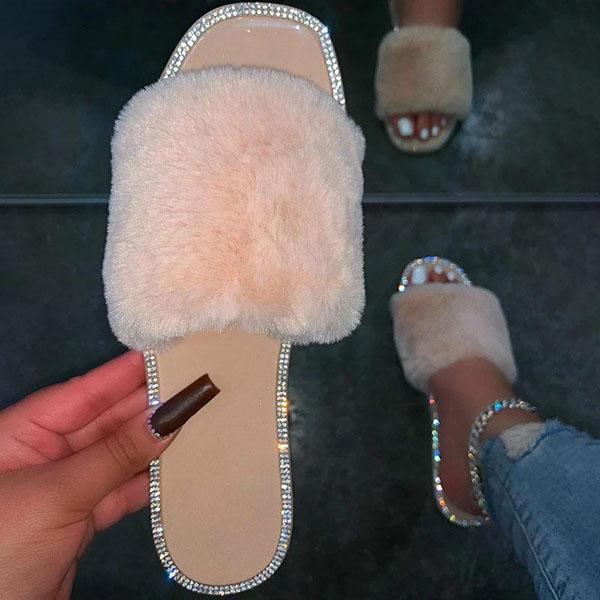 Tildashoes Women Chic Faux Fur Slippers