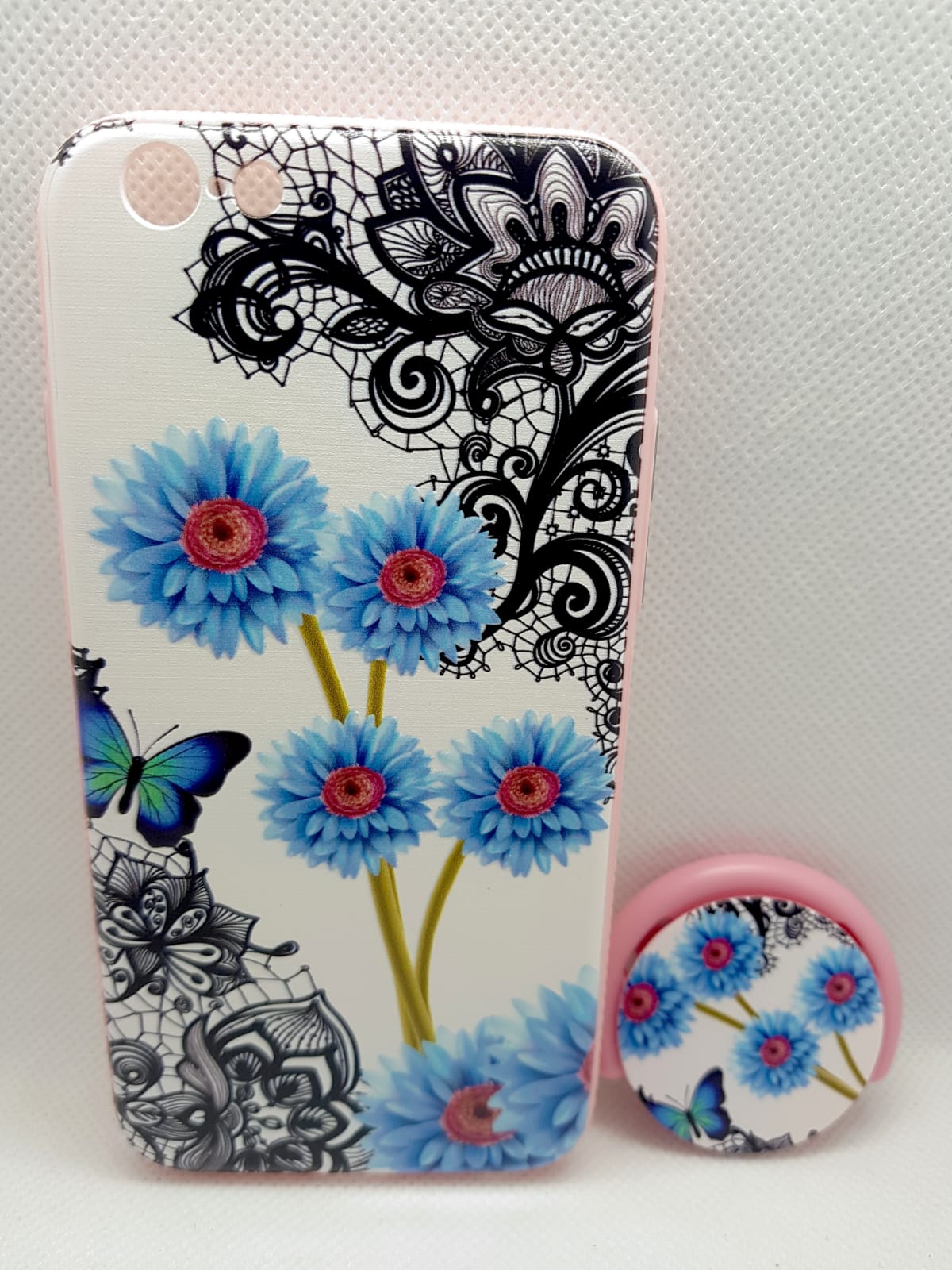 Vijfde Pathologisch woestenij iPhone 6/ 6s hoesje hoesje achterkant blauwe bloemen fashion design me –  David Telecom