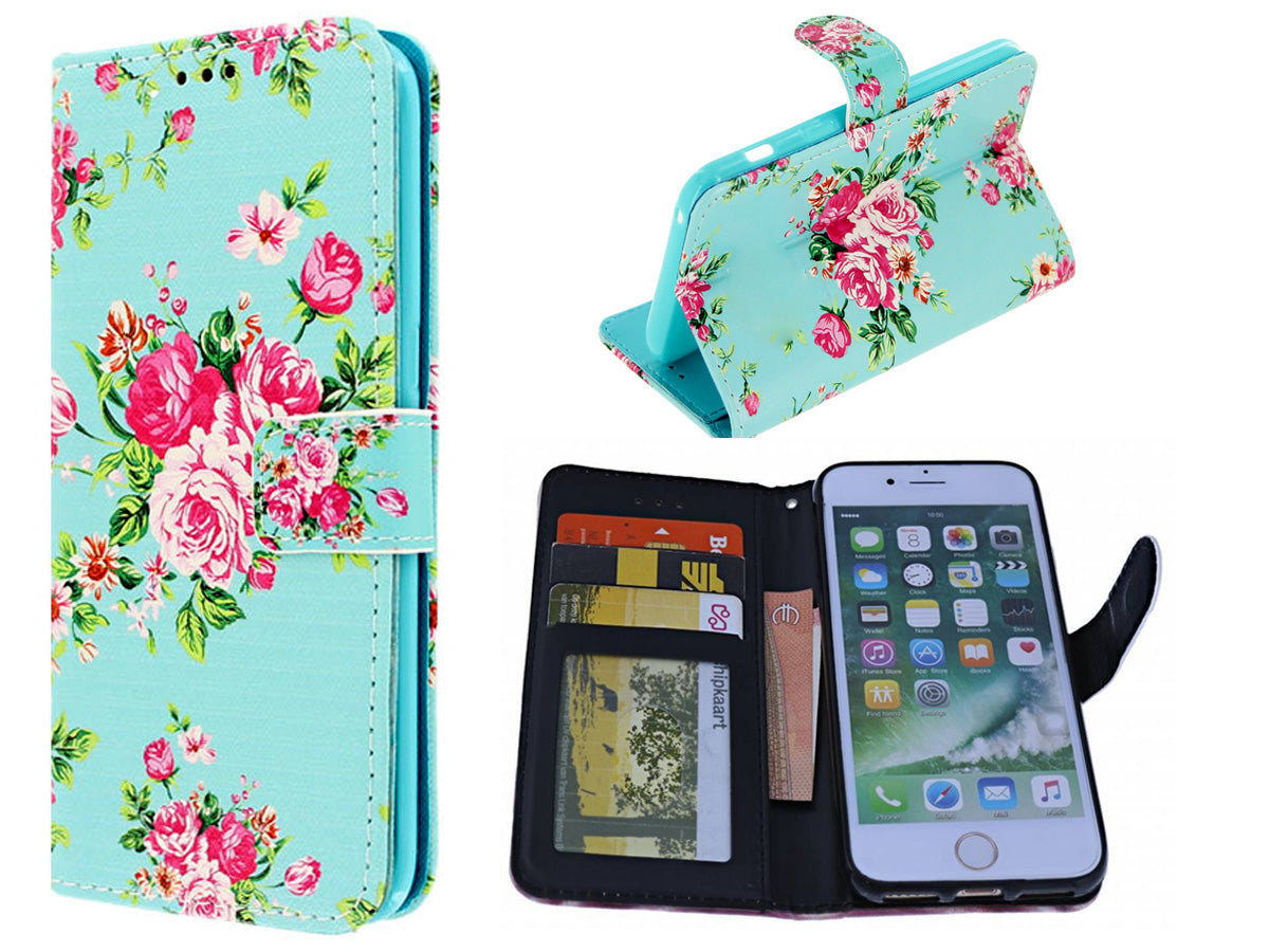 Pittig bespotten Bandiet Samsung Galaxy J4 Plus hoesjes Bloemen print case mapje- Wallet Case –  David Telecom