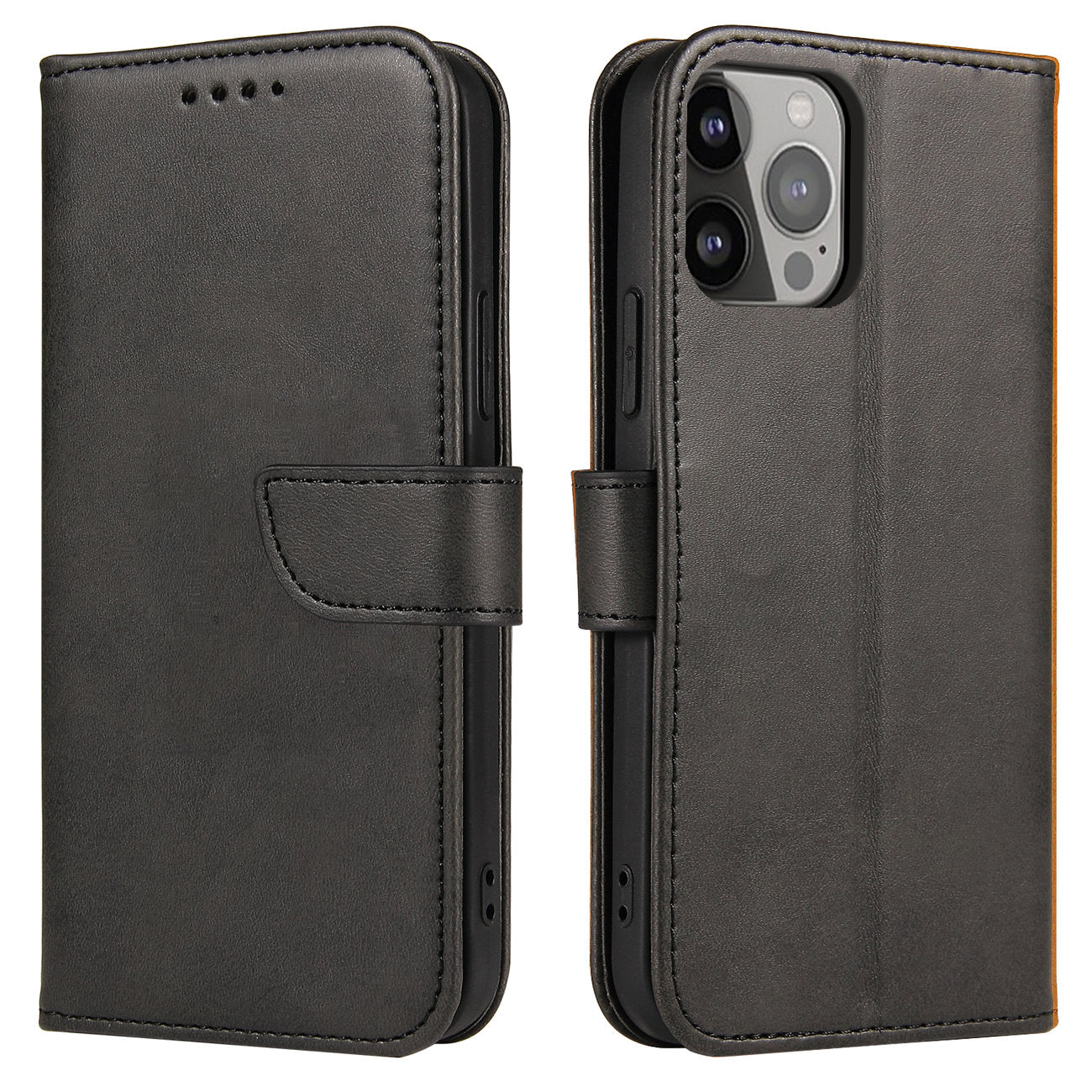 iPhone 12 / 12 Pro Hoesjes zwart Bookcase Mapje - cover - Wallet Case