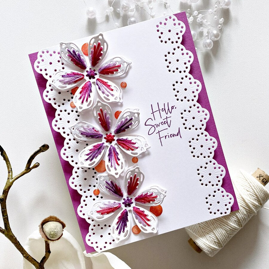 GJCrafts Metal Cutting Dies With Flower and Long Lace