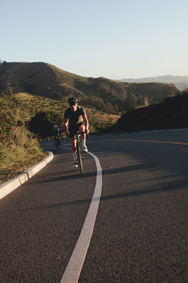 Cyclist Ed Dorsey of Strava climbs Hawk Hill