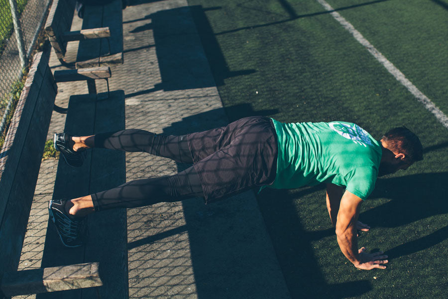 Myles Apparel Park Bench Workout Plank Walk