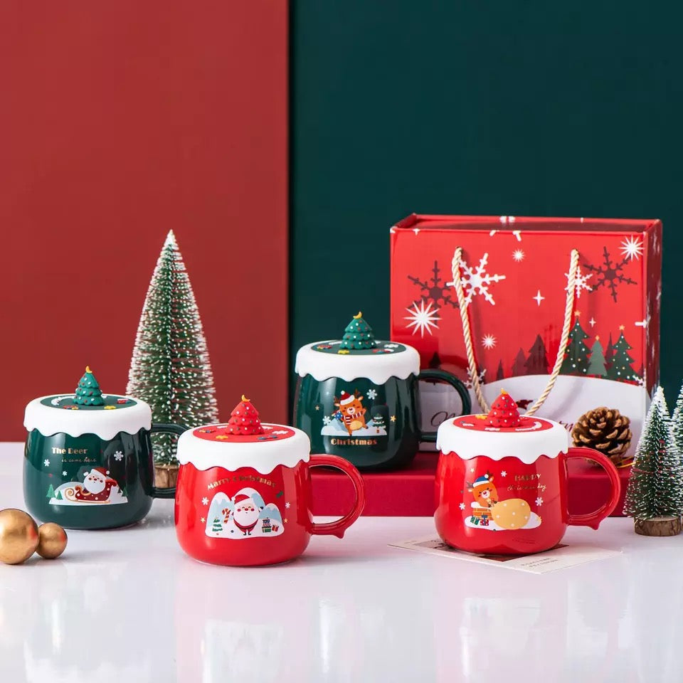 Cute Christmas Mug with Silicone Lid Online In India