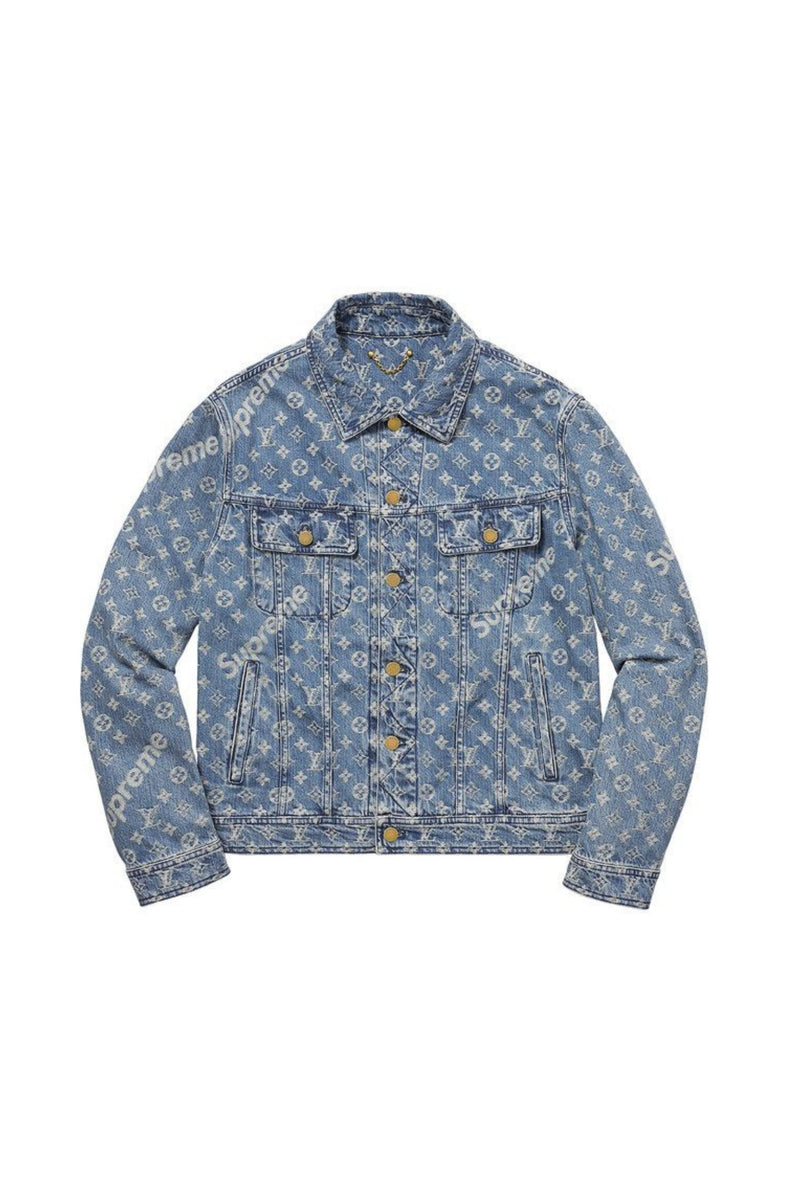 Way Completely dry Agent Supreme x Louis Vuitton Jacquard Denim Trucker Jacket Blue – Curated by  Charbel