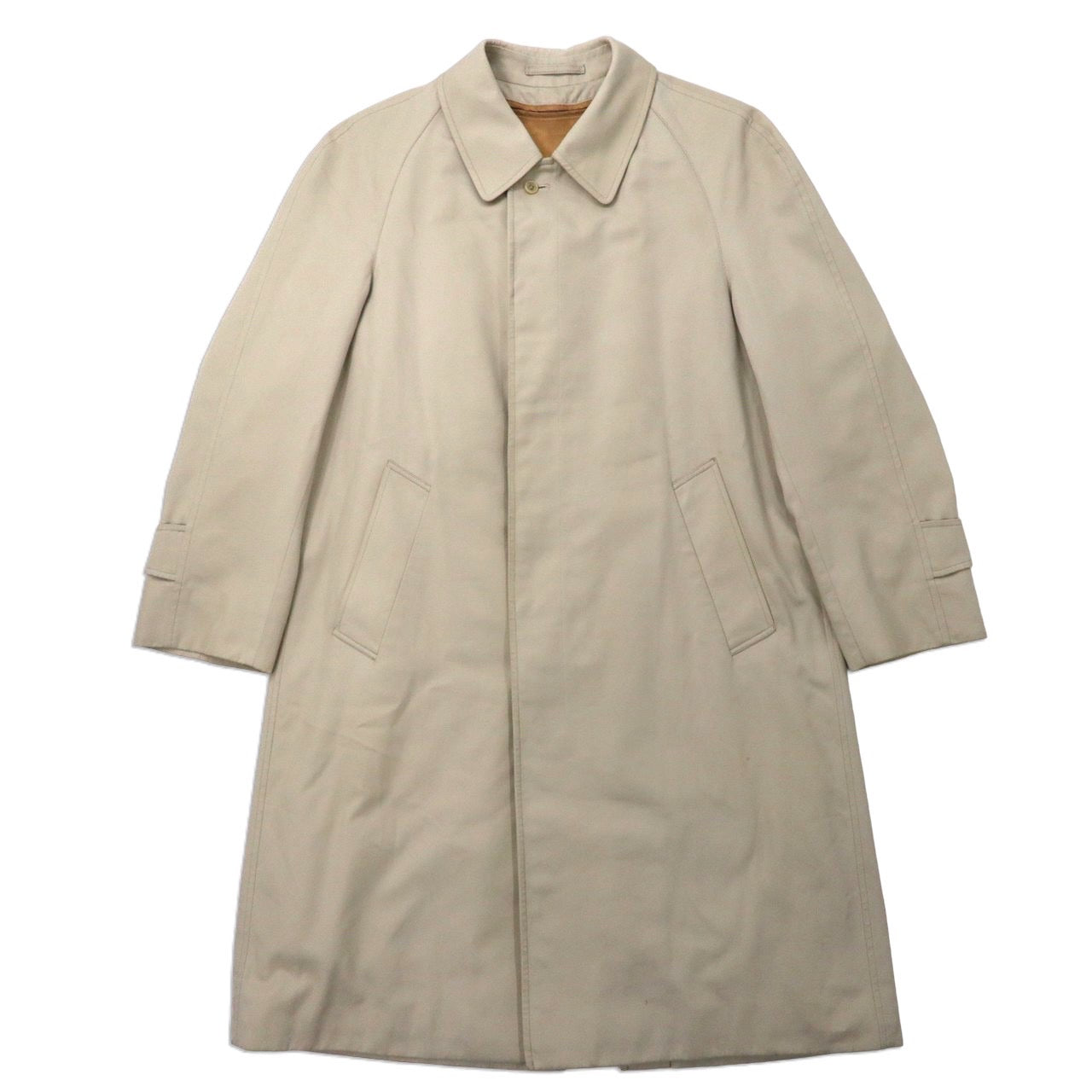 Aquascutum Balmacaan Coat M14 Beige Cotton Checked Liner Detachable England  MADE