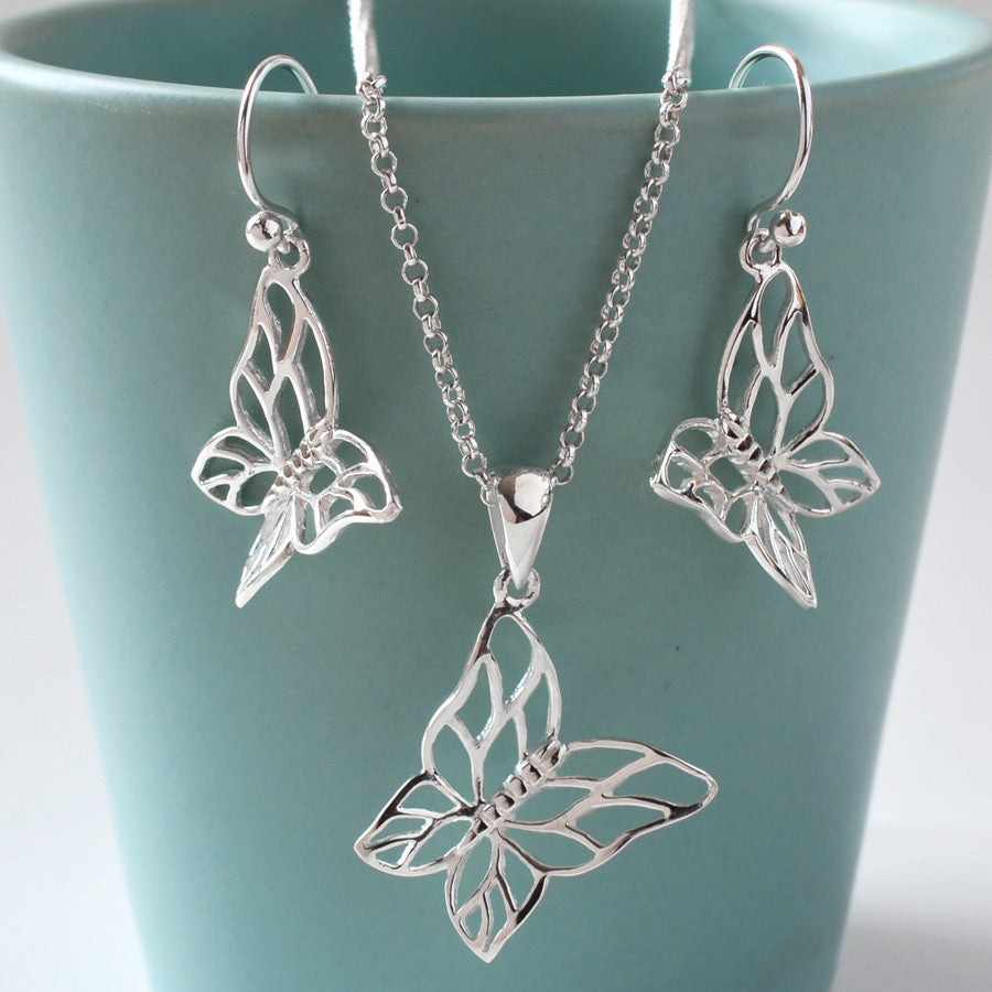 Silver Butterfly Jewellery Set – Martha 