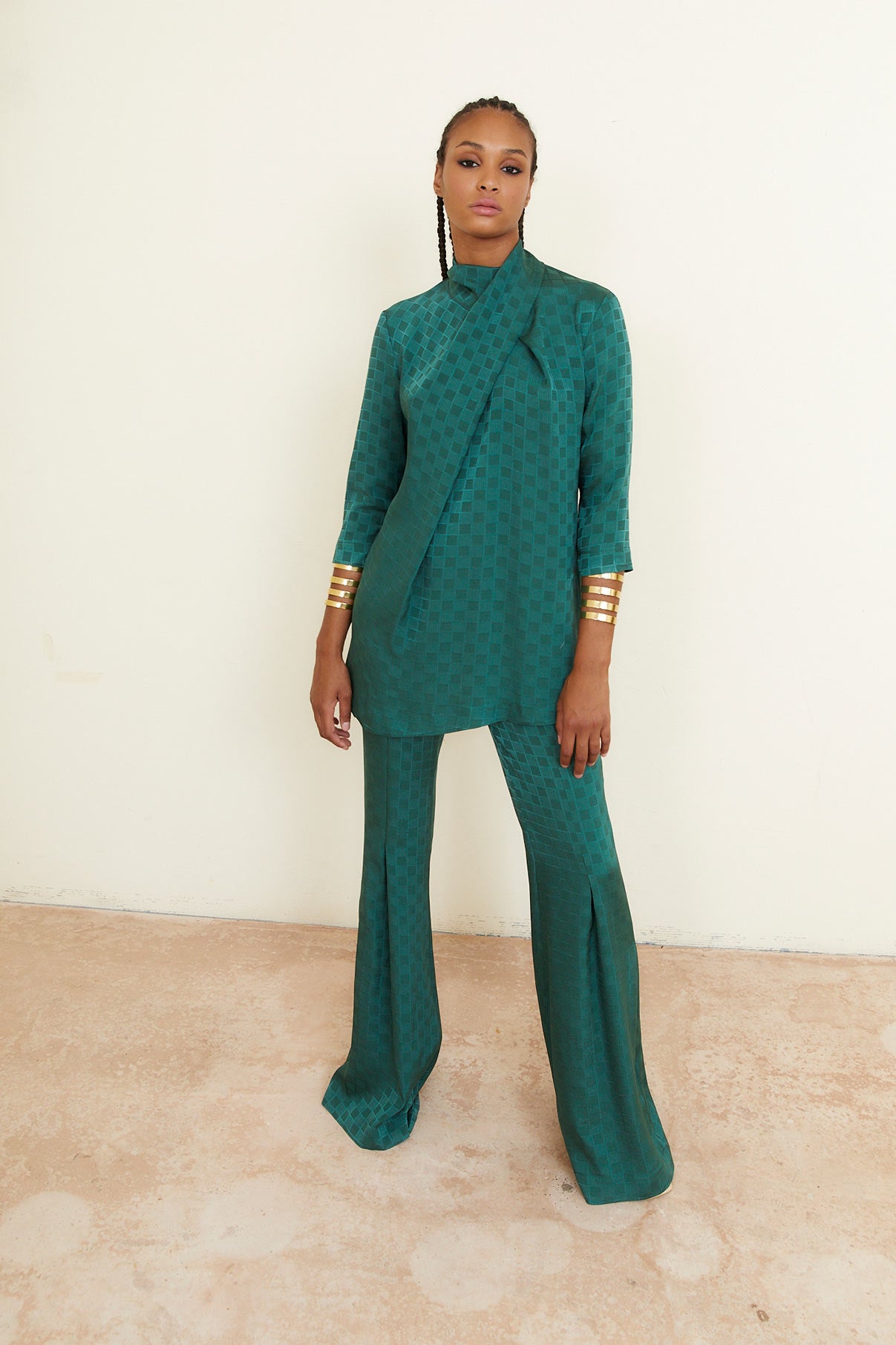 TOTAL LOOK CLOTILDE GREEN CHECK