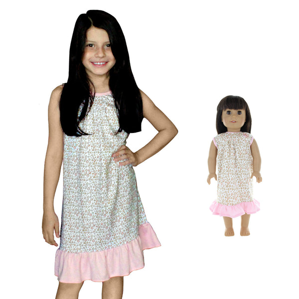 Girl and Doll Matching Dress Clothes Fits American Girl Dolls & 18 inches Dolls Pink Butterfly Closet