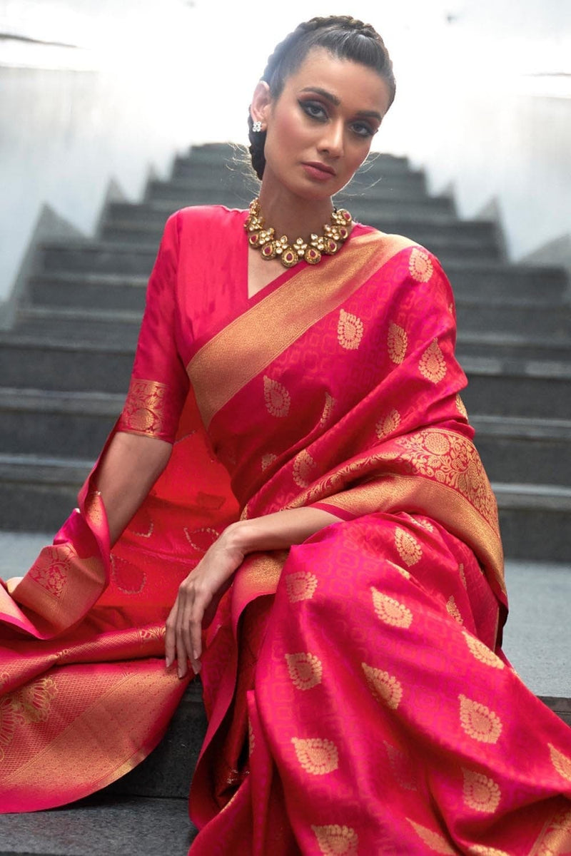 Dark Pink Banarasi Saree