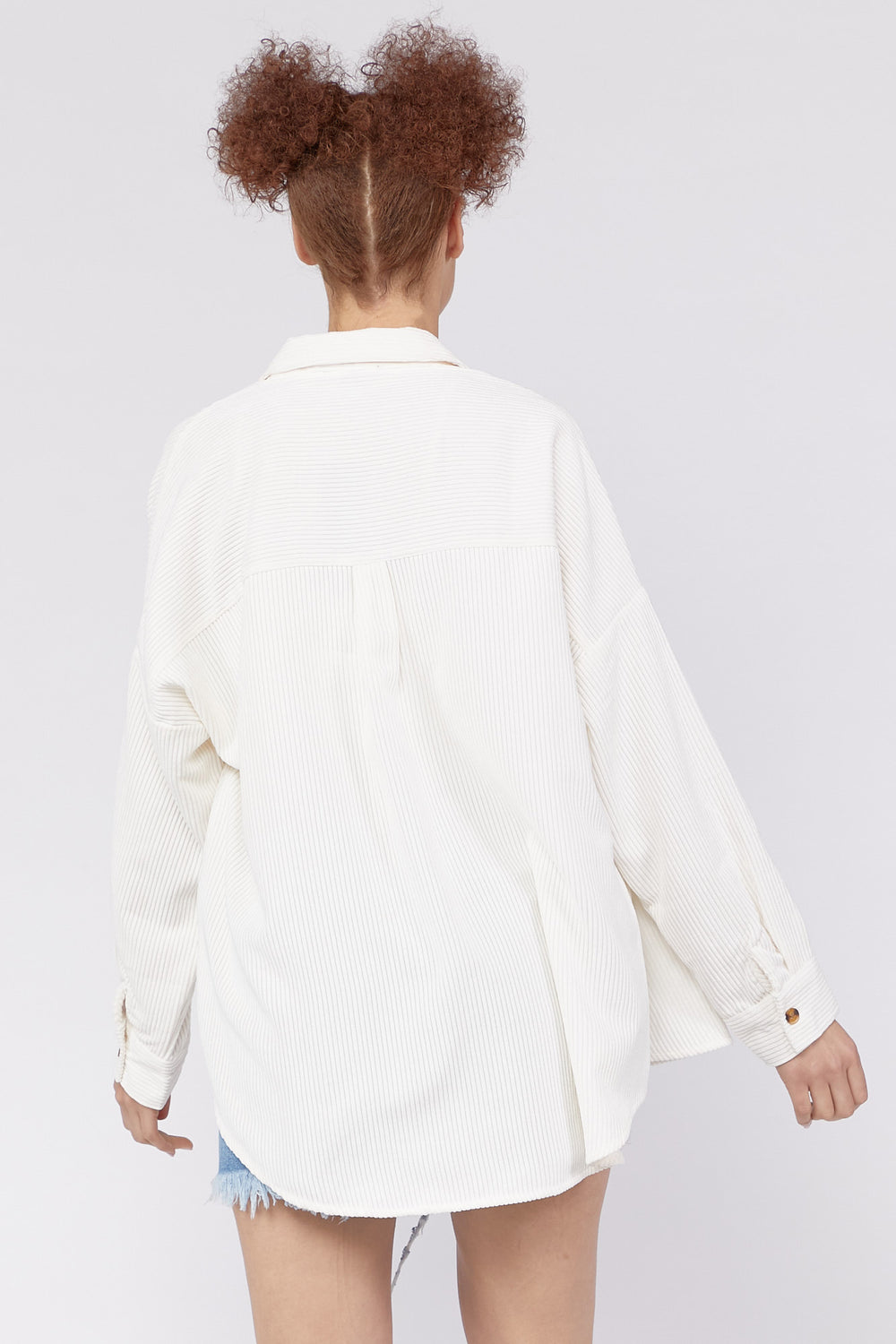 Corduroy Button-Front Shirt White