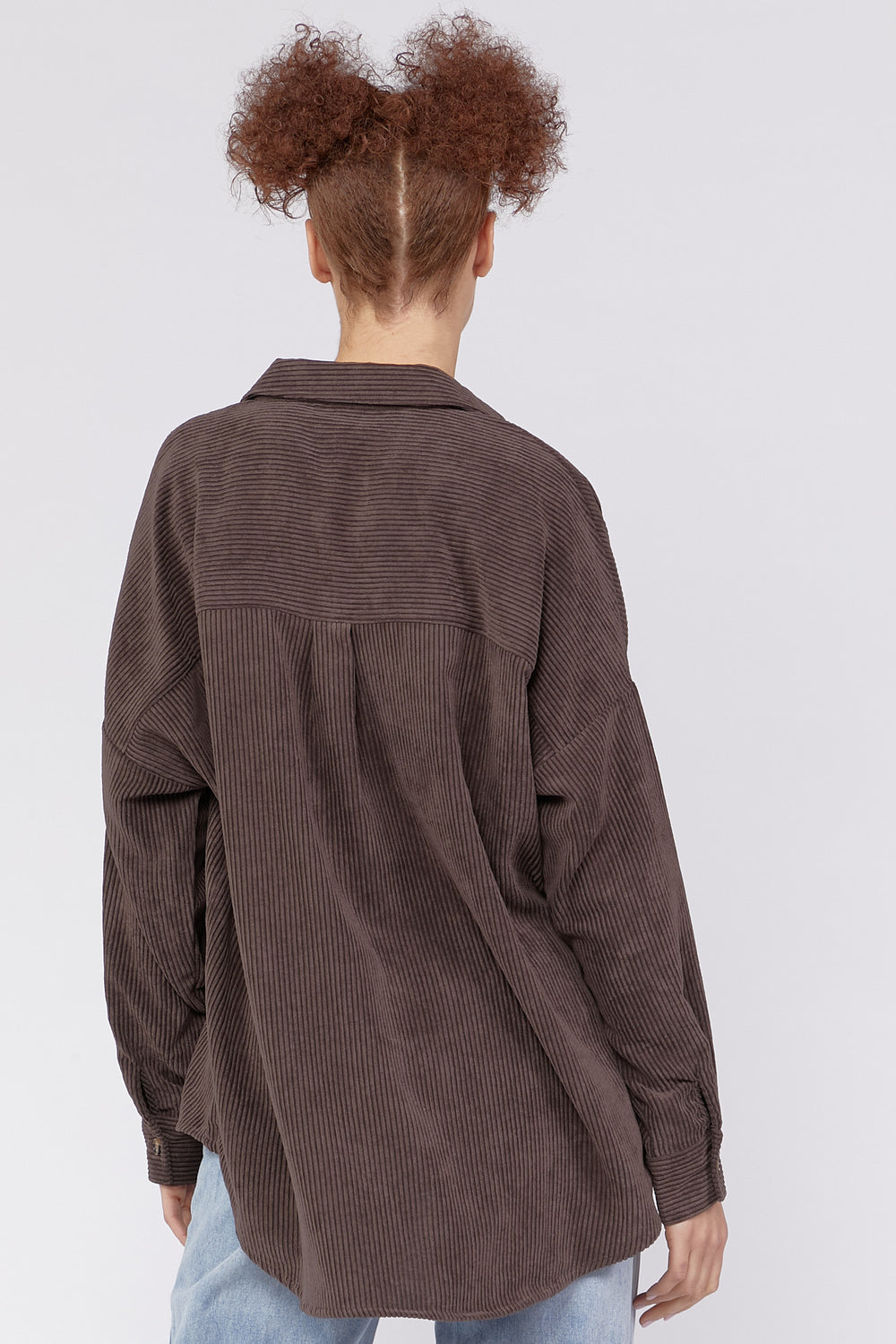 Corduroy Button-Front Shirt Dark Brown
