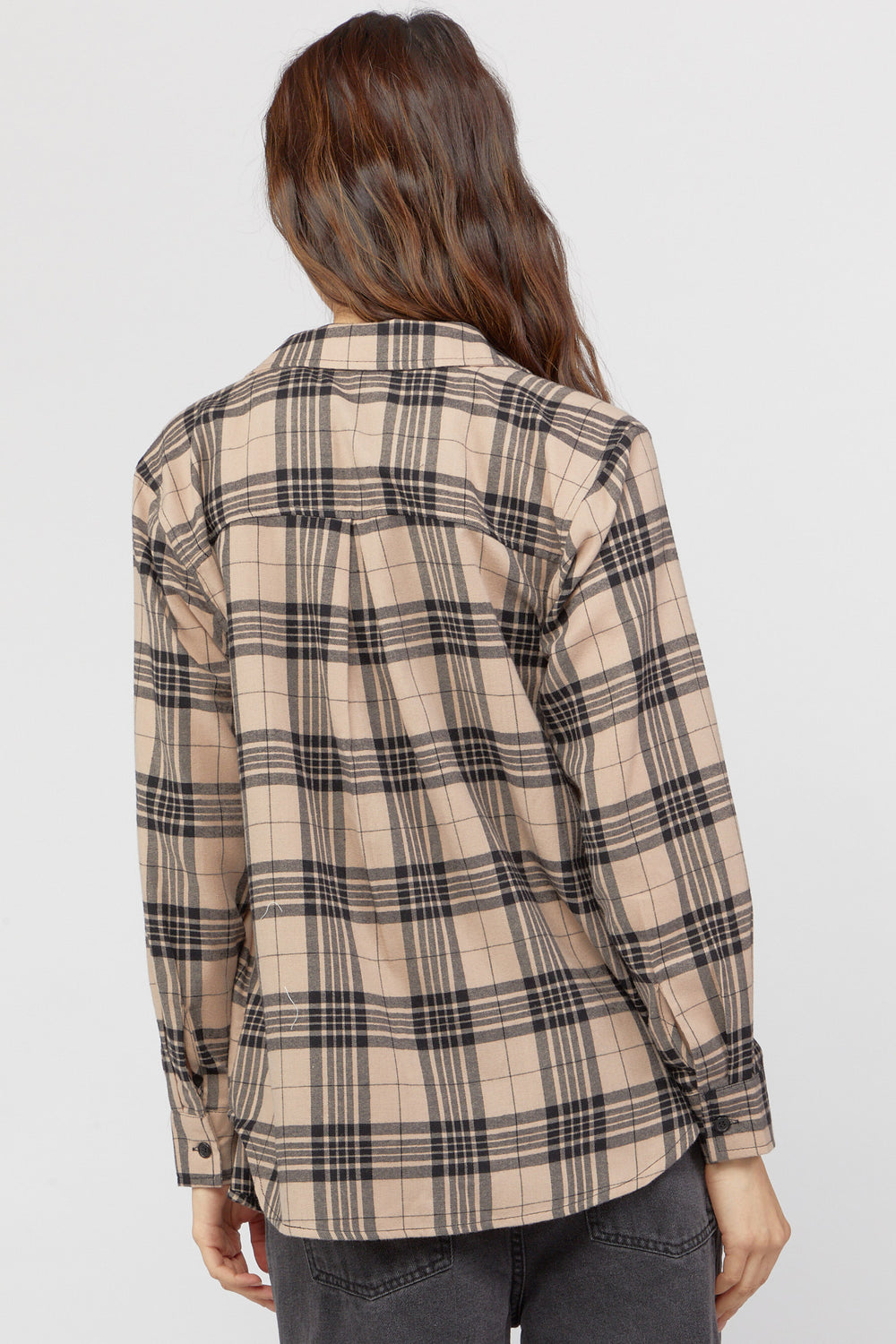 Plaid Flannel Oversized Shirt Brown