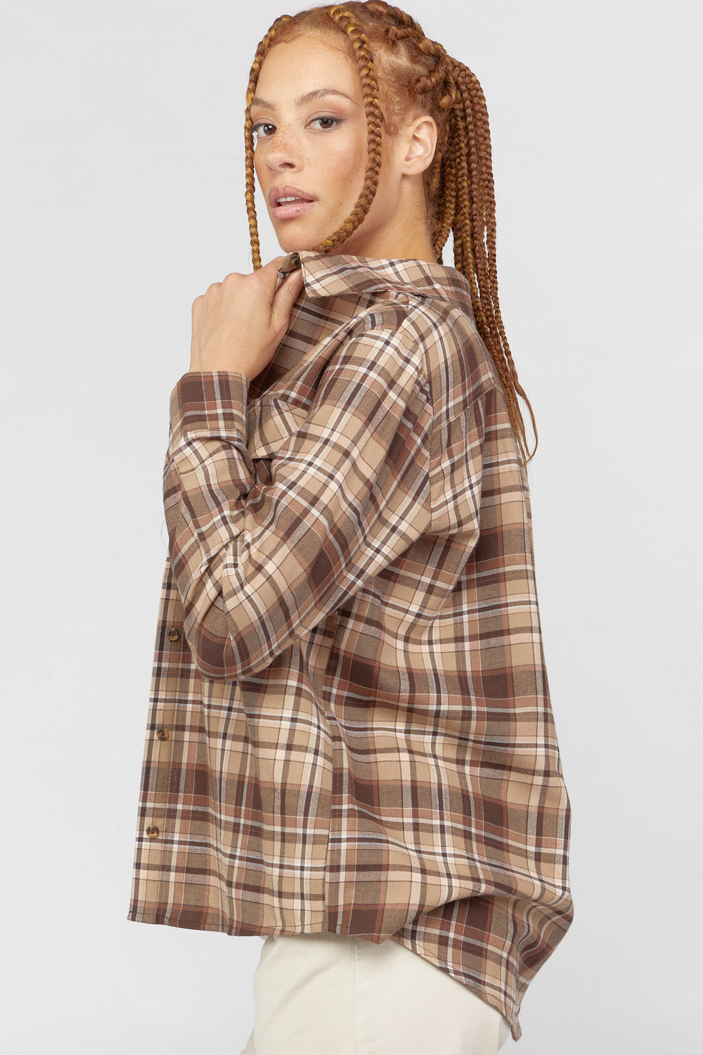 Plaid Flannel Shirt Brown