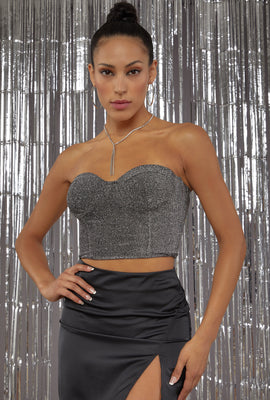 Link to Glitter Bustier Corset Top Silver