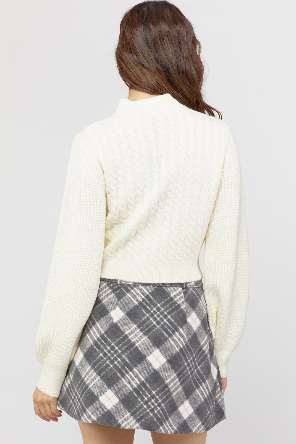 Cable-Knit Mock-Neck Sweater Cream