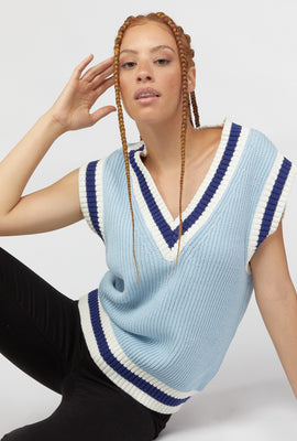 Link to Striped-Trim V-Neck Sweater Vest Light Blue