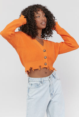 Link to Raw Hem Cardigan Sweater Orange