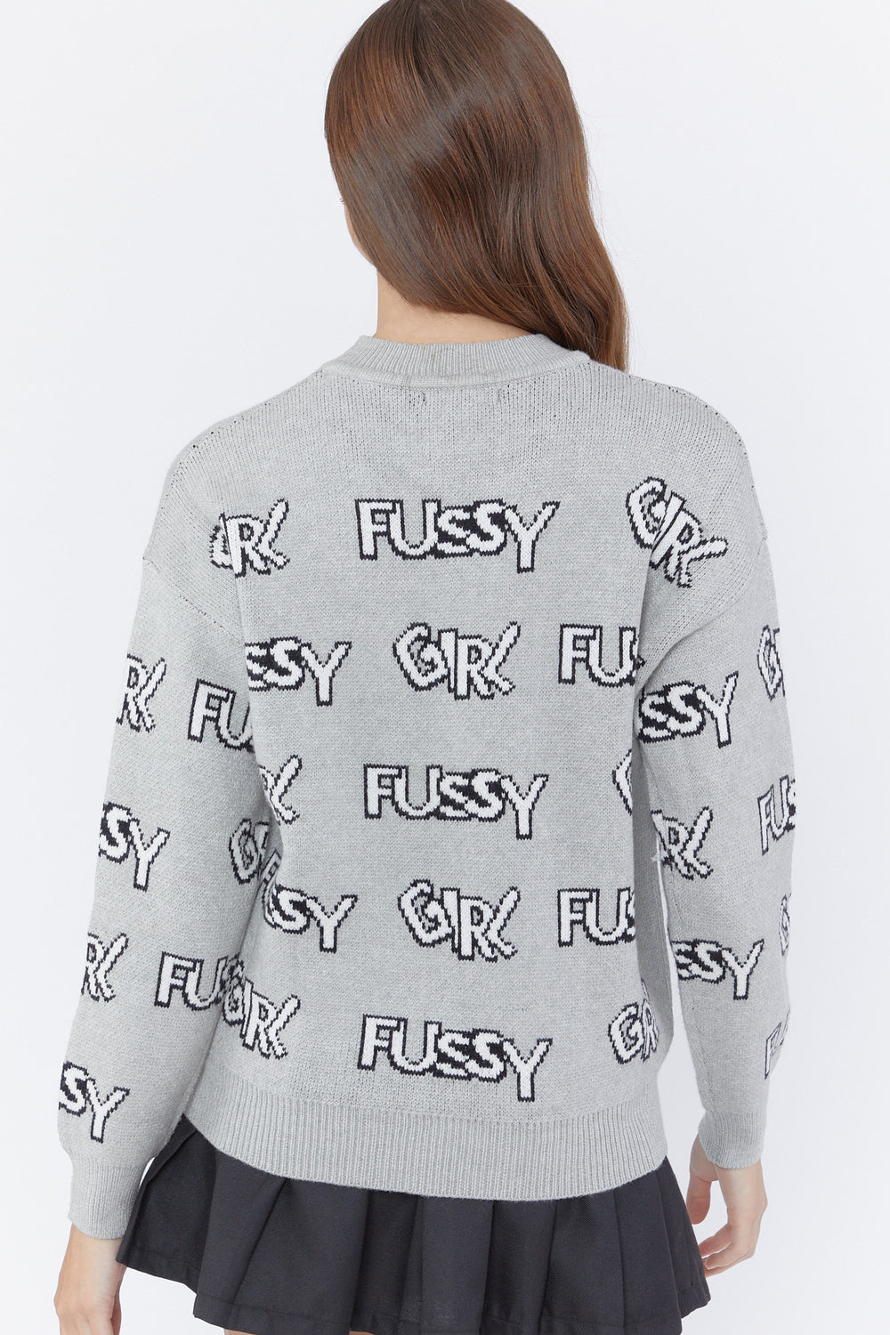 Abstract Print Chunky Sweater Heather Grey