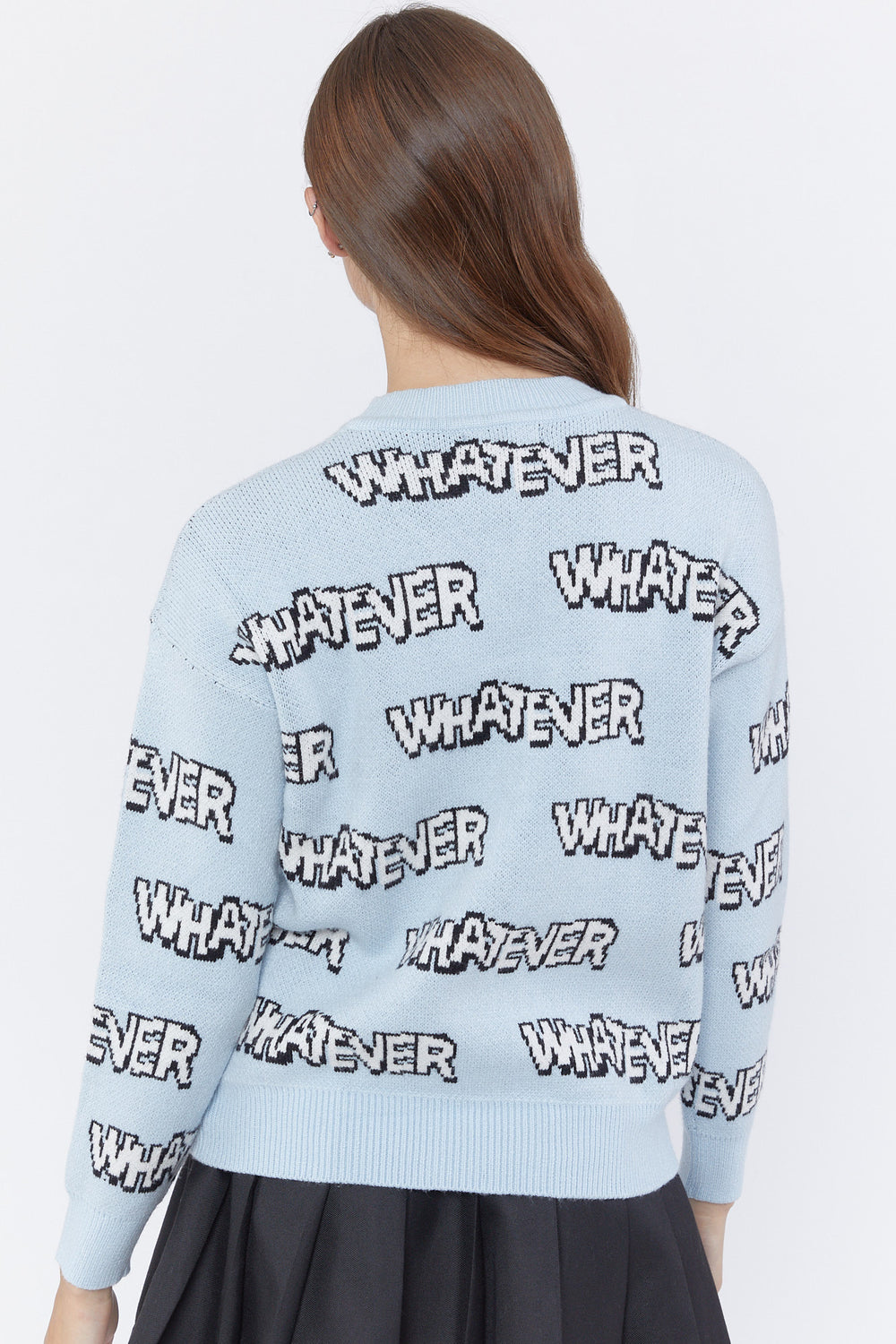 Abstract Print Chunky Sweater Light Blue