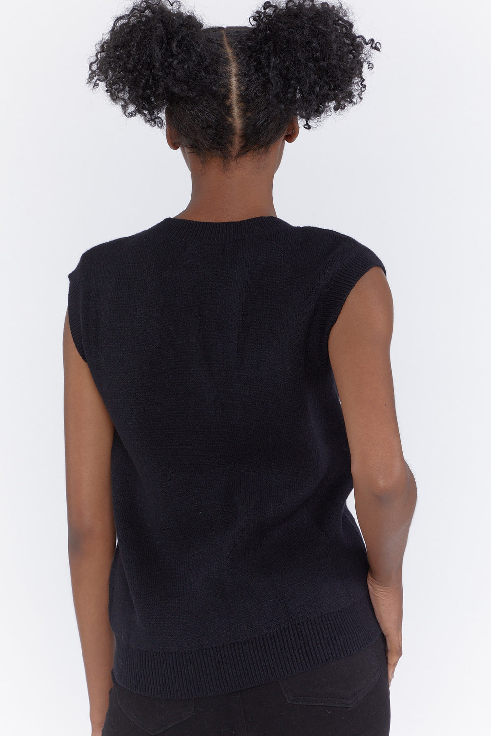 Printed V-Neck Sweater Vest Black