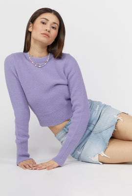 Link to Crew Neck Cropped Sweater Purple