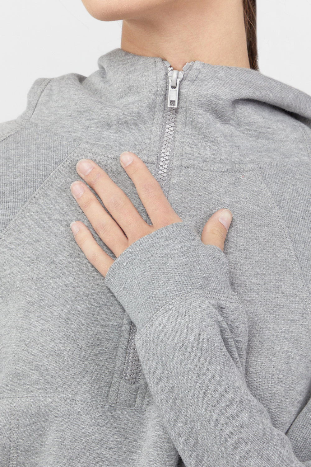 Half-Zip Thumbhole Hoodie Heather Grey