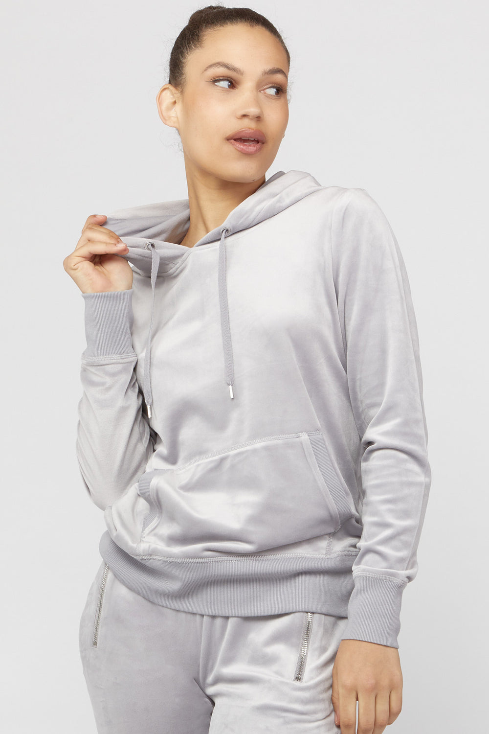 Oversized Drawstring Hoodie Silver