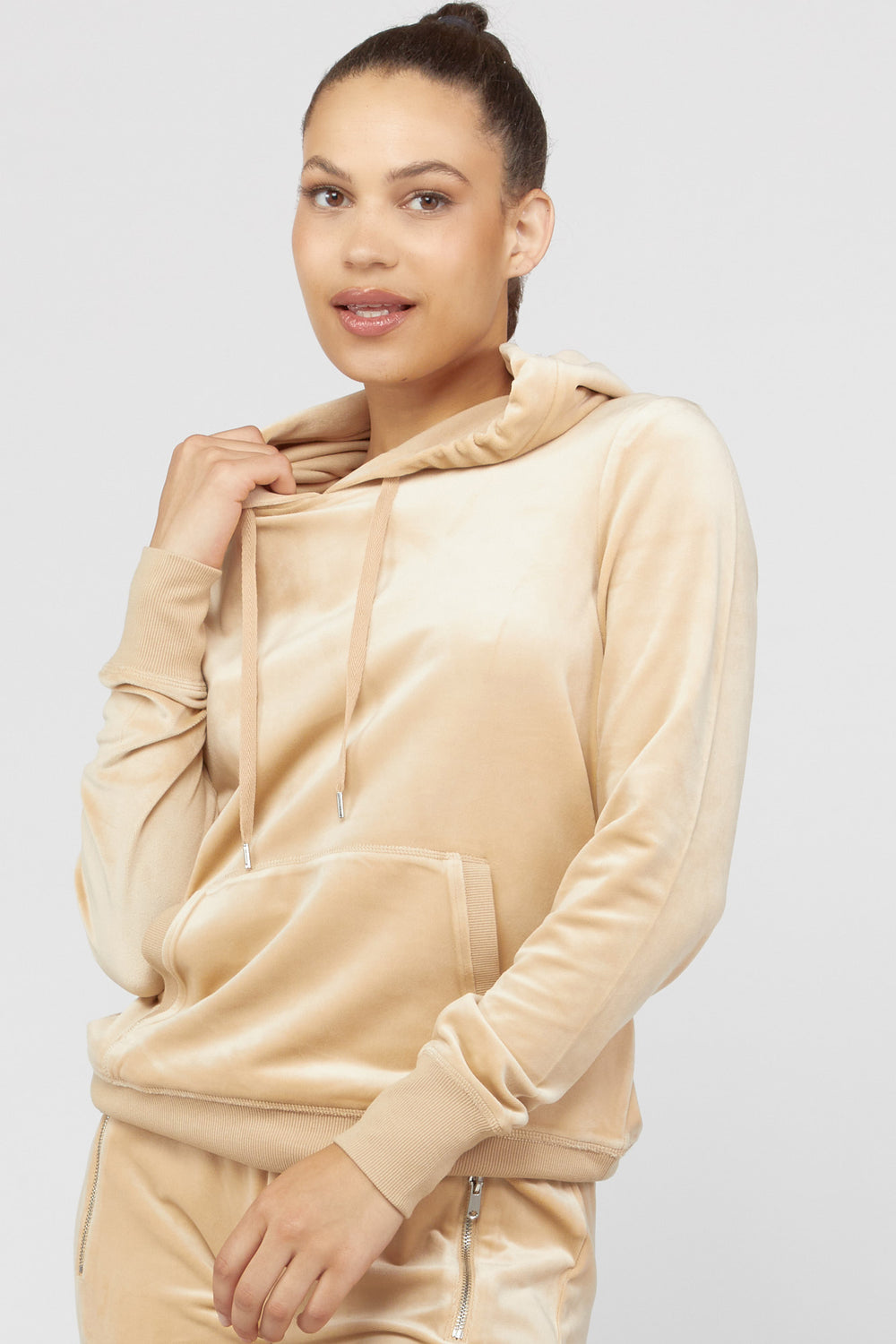 Oversized Drawstring Hoodie Tan