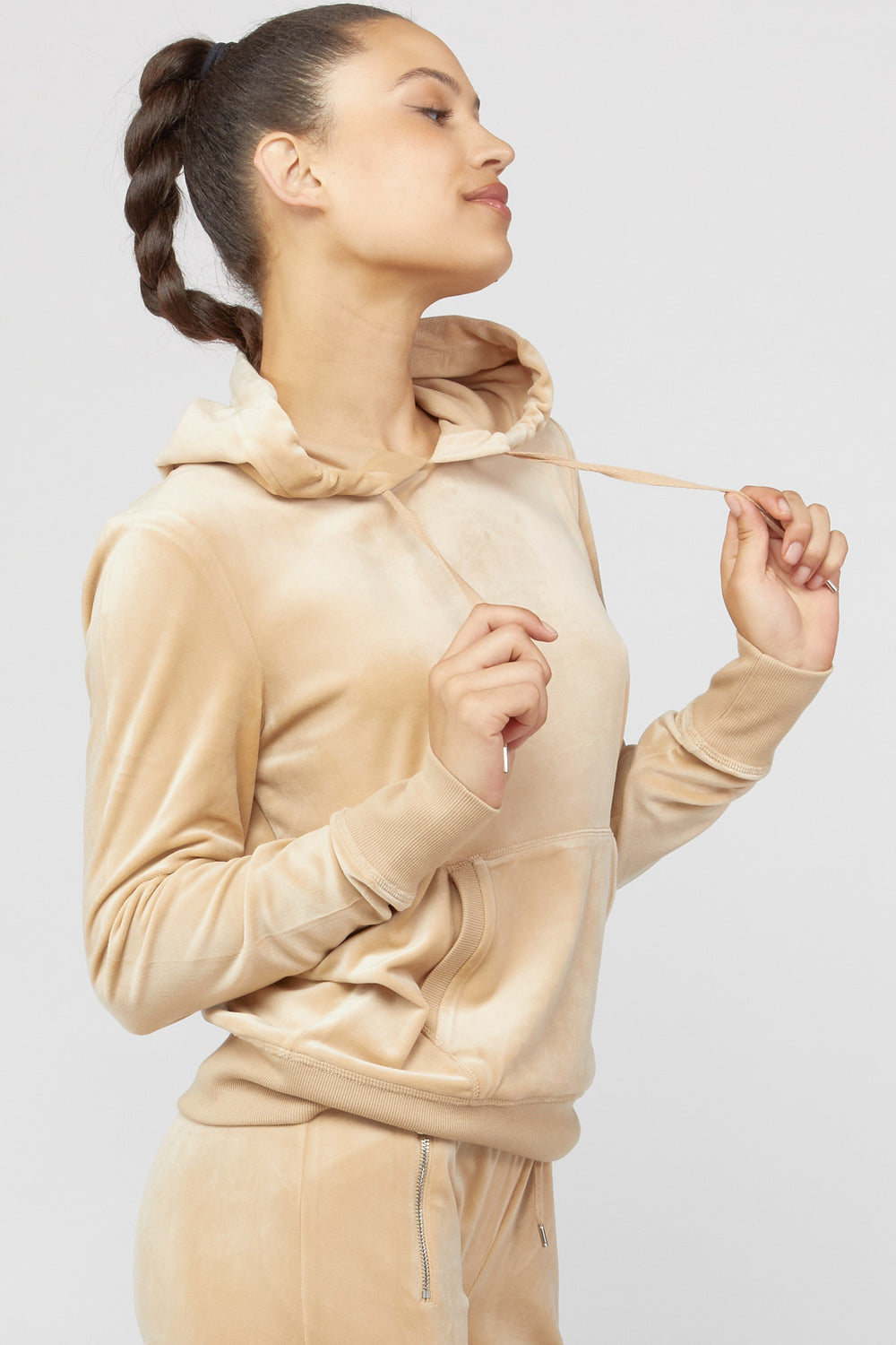 Oversized Drawstring Hoodie Tan