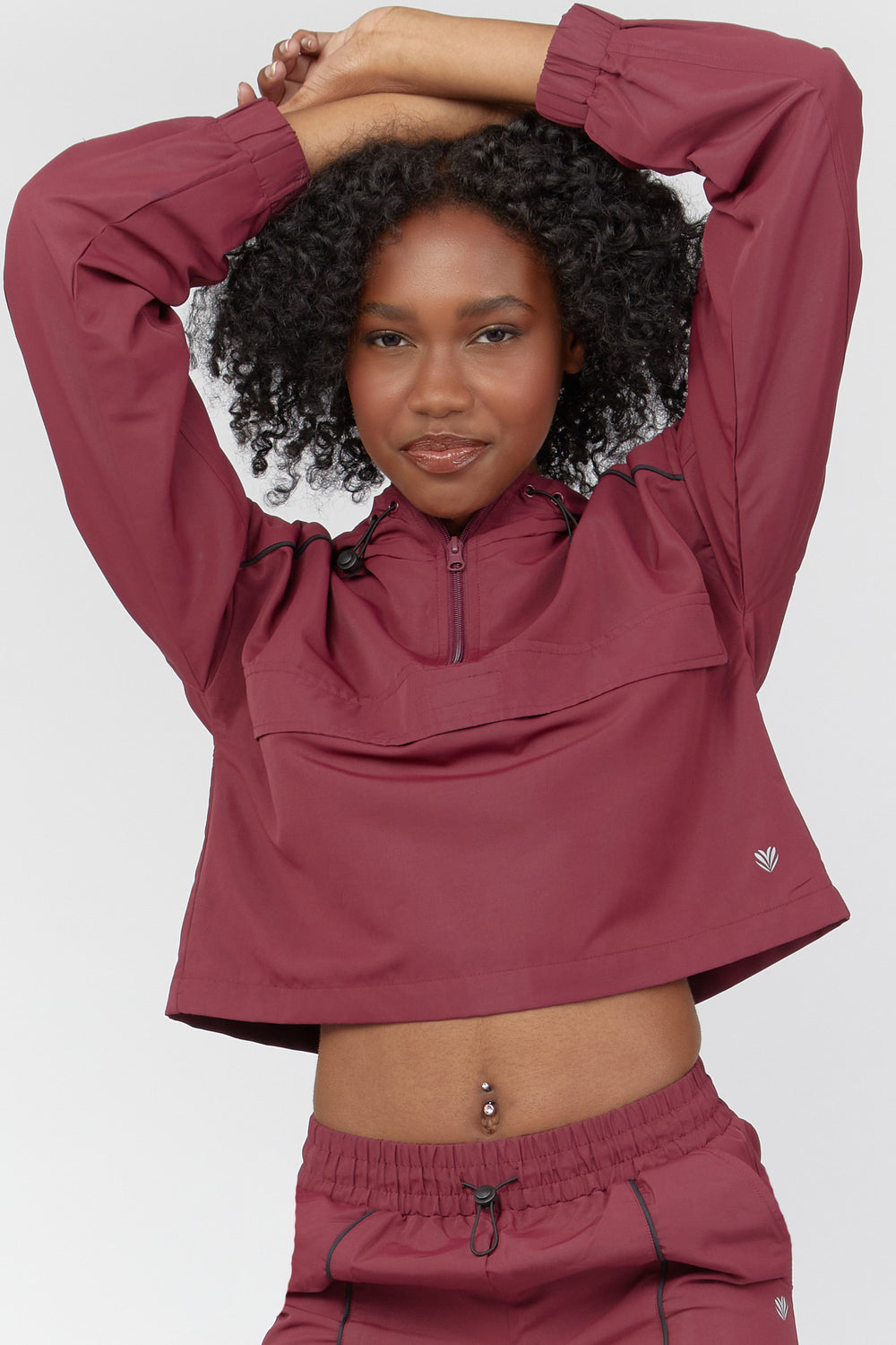 Active Half-Zip Hooded Windbreaker Burgundy