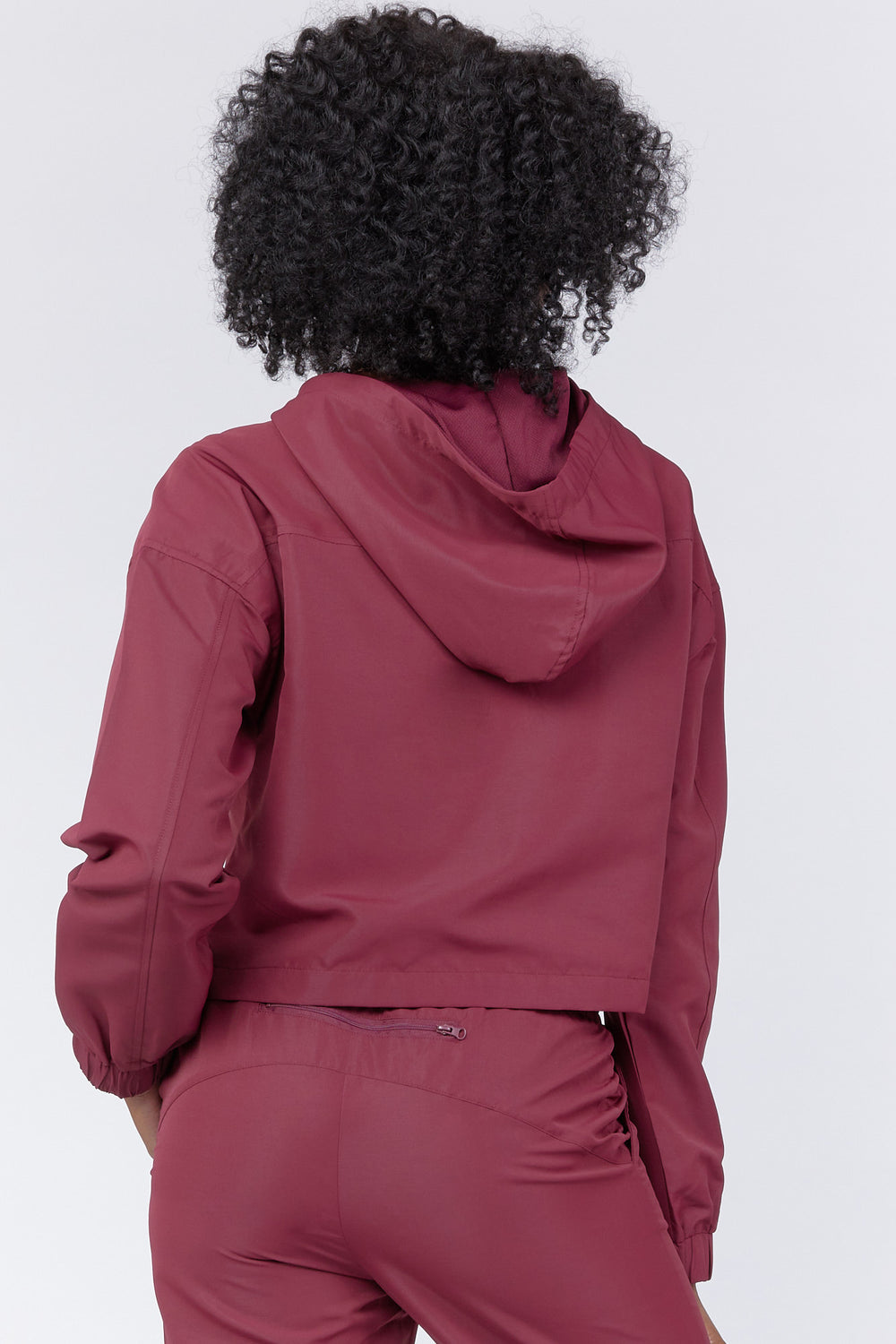 Active Half-Zip Hooded Windbreaker Burgundy