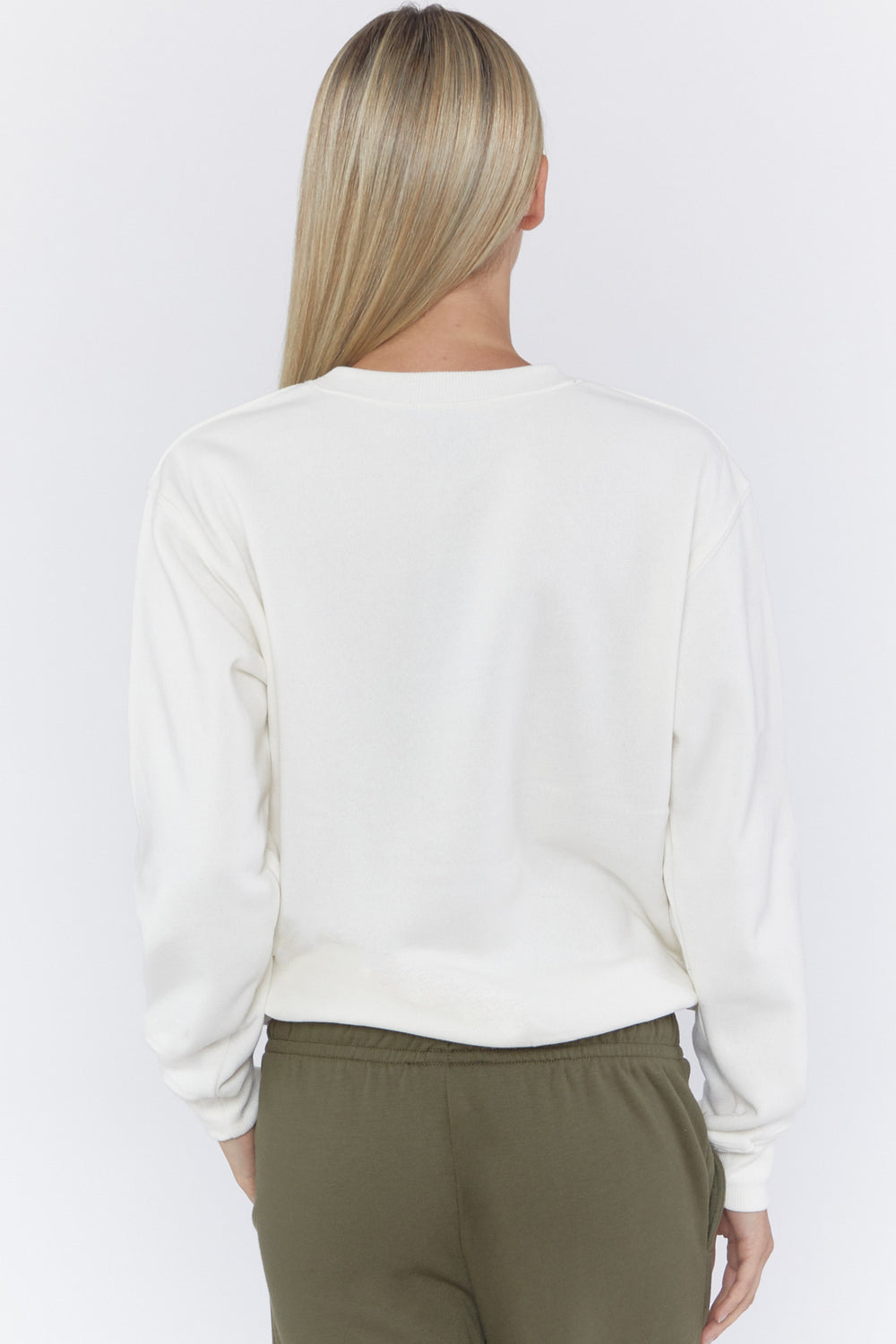 Basic Fleece Crew Neck Pullover White