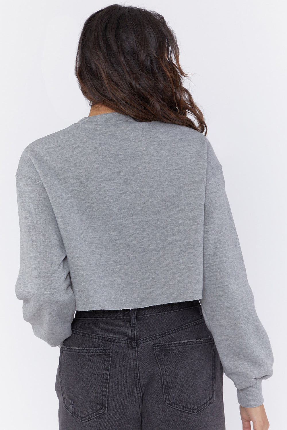 Fleece Cropped Pullover Heather Grey