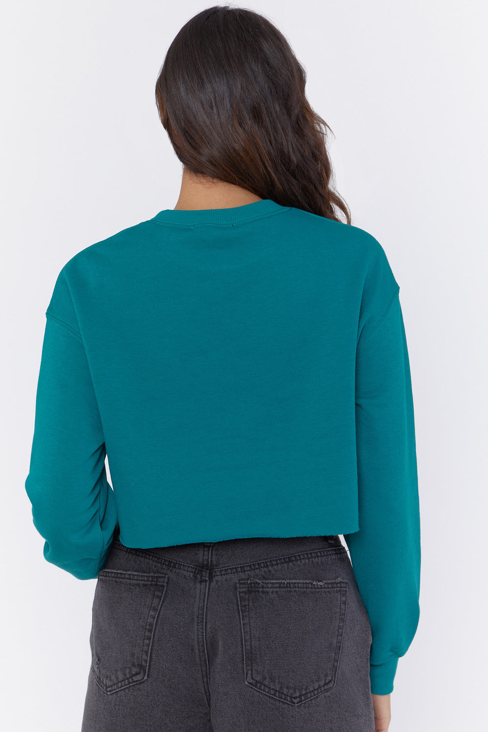 Fleece Cropped Pullover Teal