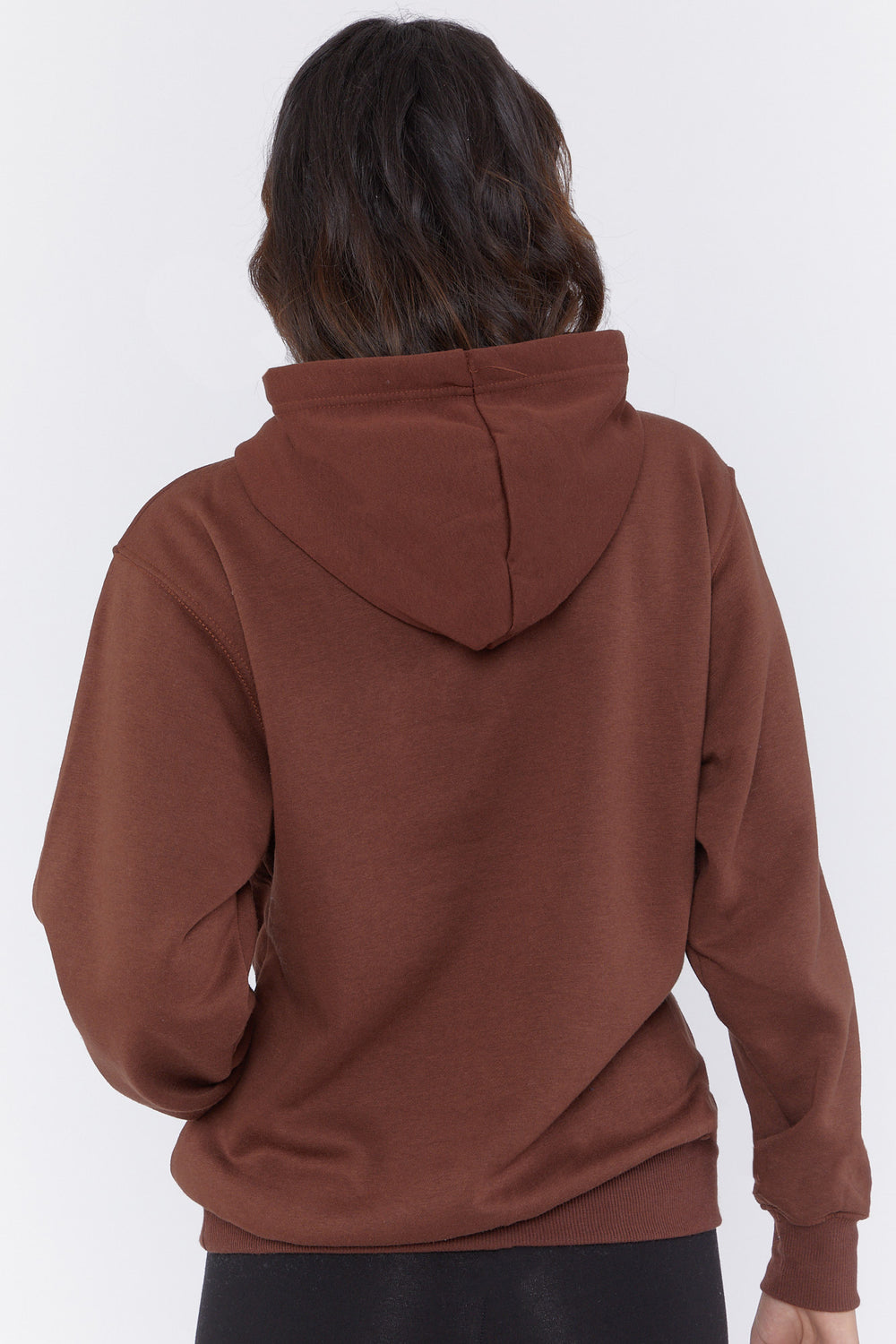 Basic Fleece Drawstring Hoodie Dark Brown