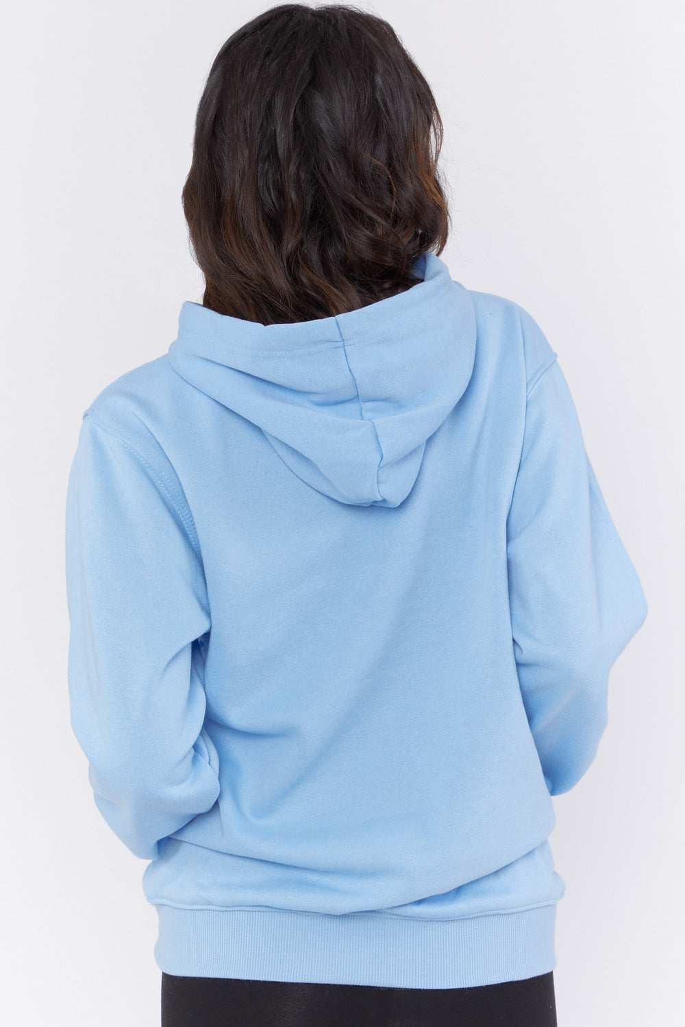 Basic Fleece Drawstring Hoodie Blue