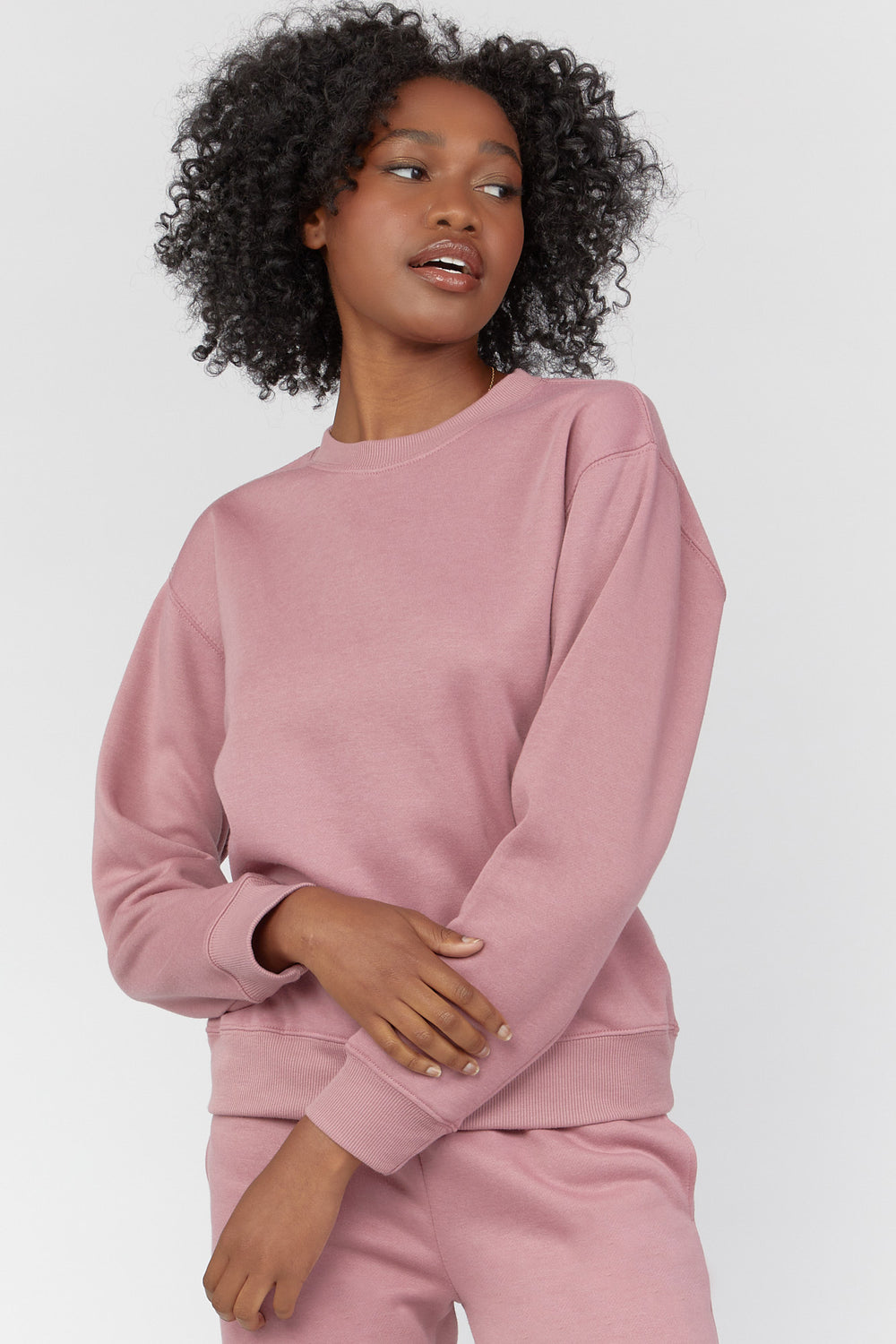 Basic Fleece Pullover Dusty Rose