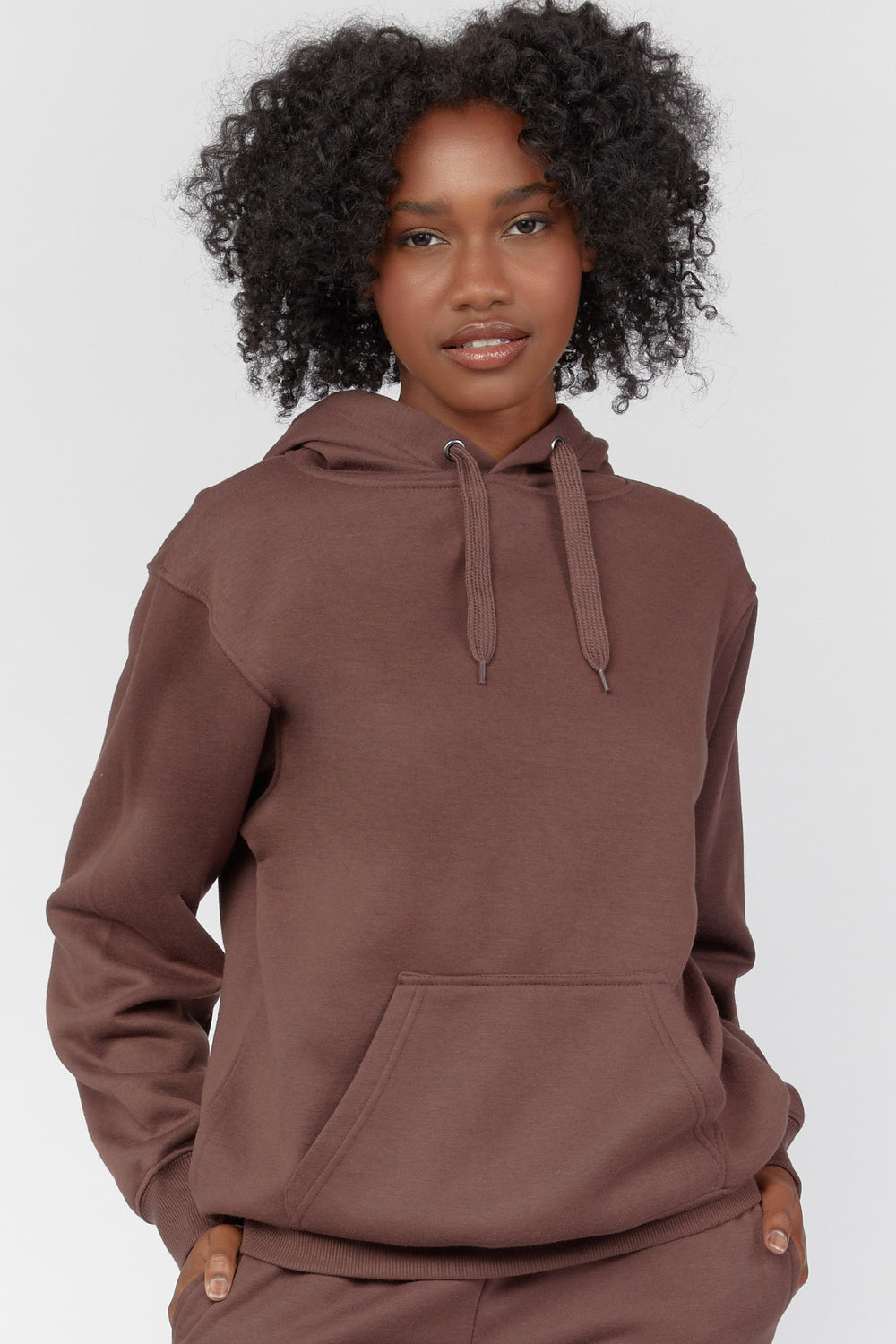 Basic Fleece Hoodie Dark Brown